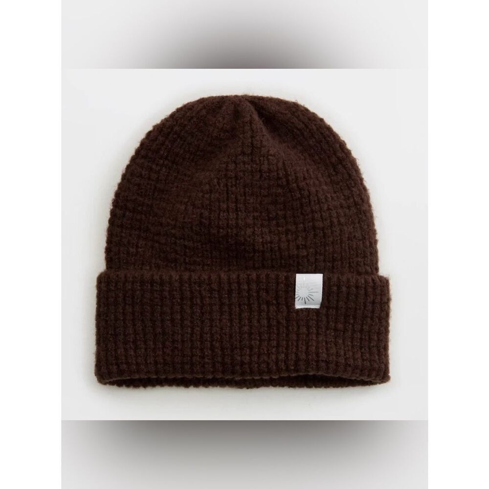 OFFLINE Brown Deep Earth Waffle Knit Beanie Hat